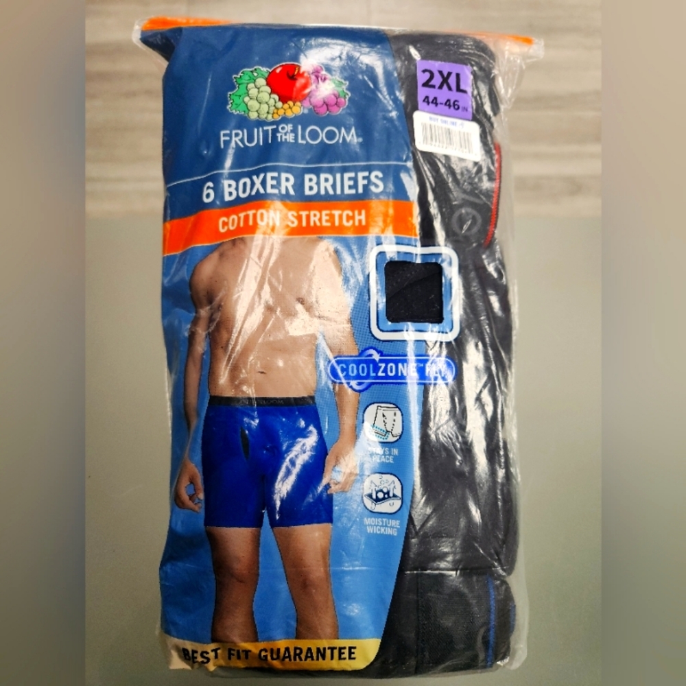 Fruit Of The Loom Boxer Briefs 6 Pack Men's Size 2XL